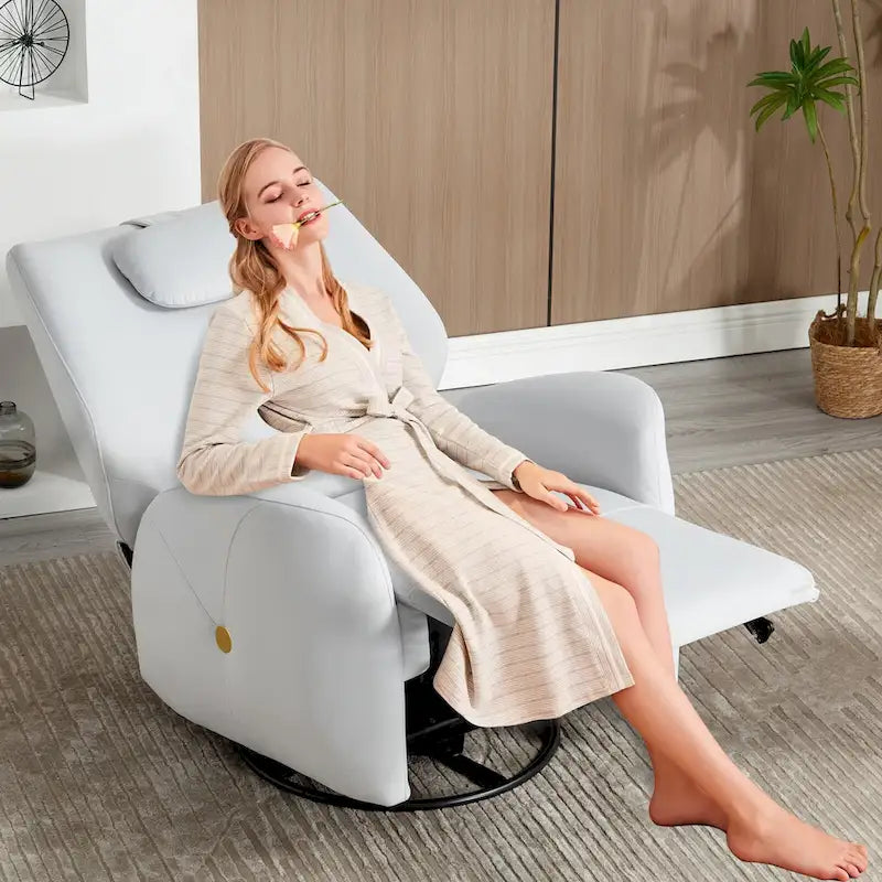 Swivel and Rocker Power Recliner Chair with Lumbar and Neck Support Pillow, Max Swivel Degree 270, USB and Type-C Ports
