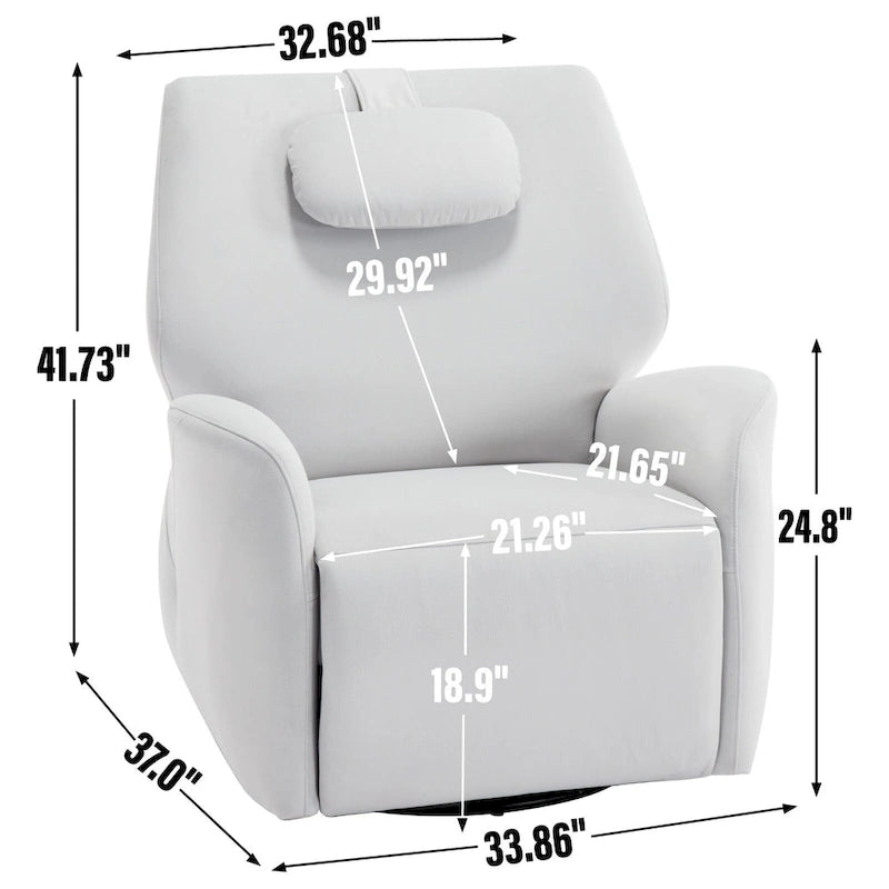 Swivel and Rocker Power Recliner Chair with Lumbar and Neck Support Pillow, Max Swivel Degree 270, USB and Type-C Ports