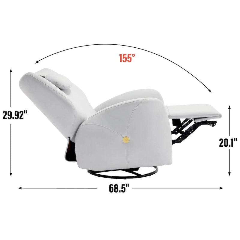 Swivel and Rocker Power Recliner Chair with Lumbar and Neck Support Pillow, Max Swivel Degree 270, USB and Type-C Ports