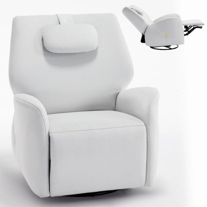 Swivel and Rocker Power Recliner Chair with Lumbar and Neck Support Pillow, Max Swivel Degree 270, USB and Type-C Ports