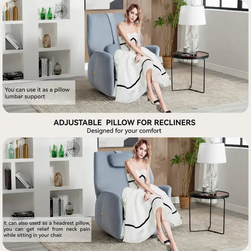Swivel and Rocker Power Recliner Chair with Lumbar and Neck Support Pillow, Max Swivel Degree 270, USB and Type-C Ports