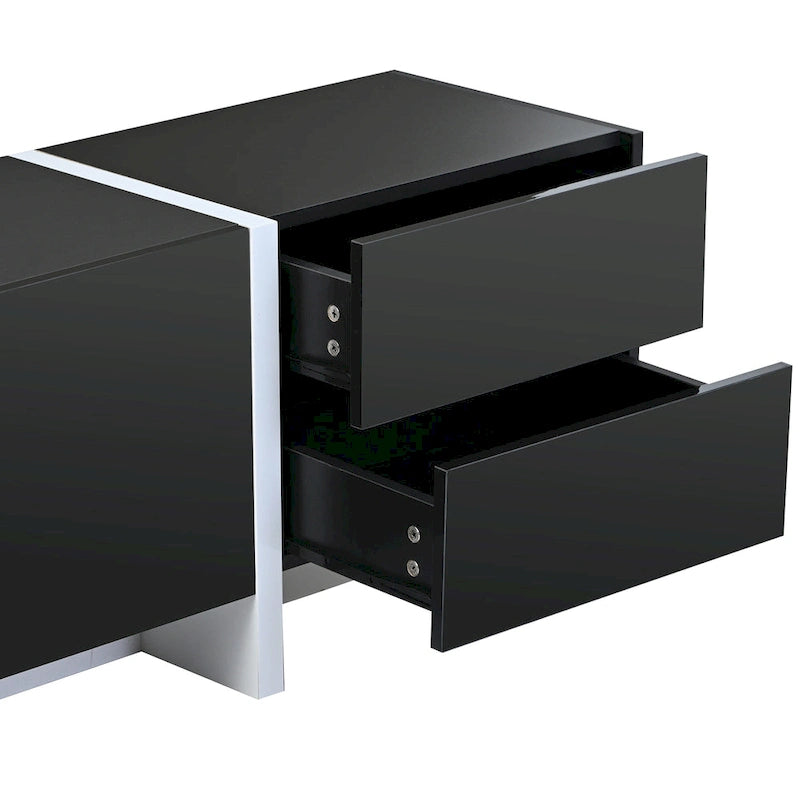 Black 74.8 Gloss TV Stand with Drawers for 80 TVs