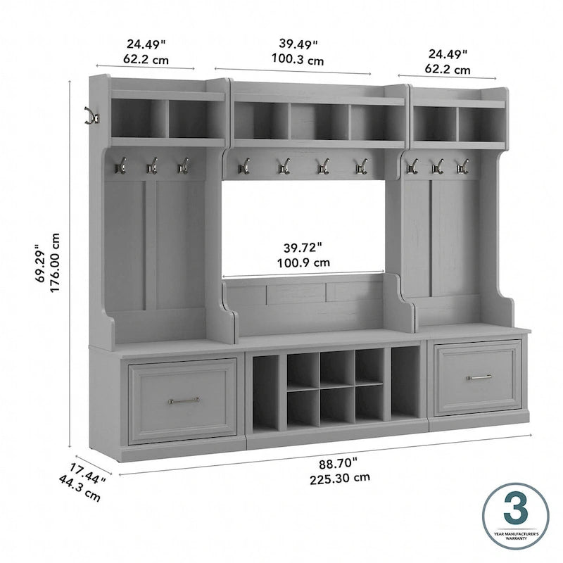 Woodland Full Entryway Storage Set with Coat Rack by Bush Furniture
