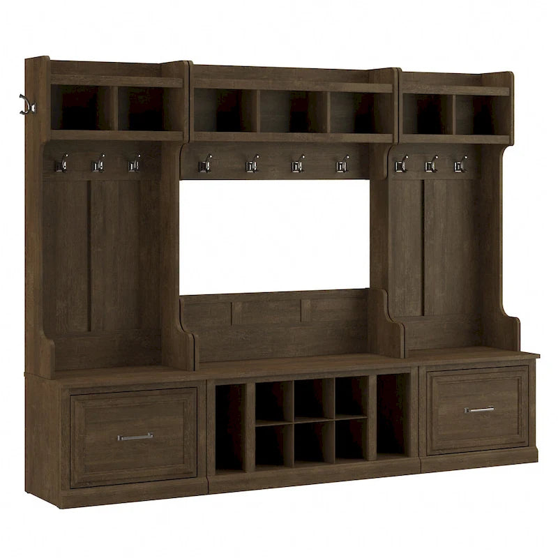 Woodland Full Entryway Storage Set with Coat Rack by Bush Furniture