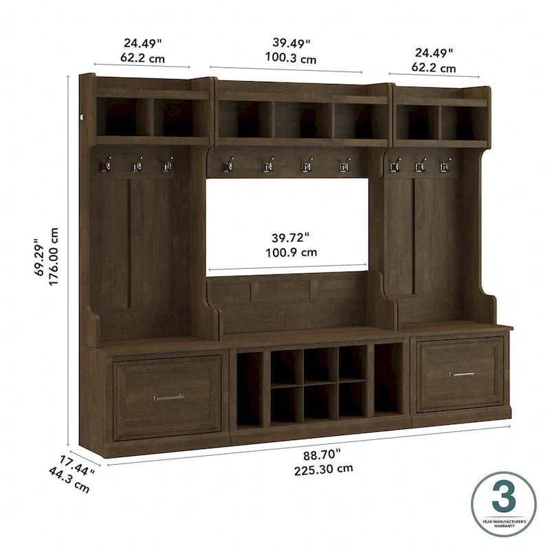 Woodland Full Entryway Storage Set with Coat Rack by Bush Furniture
