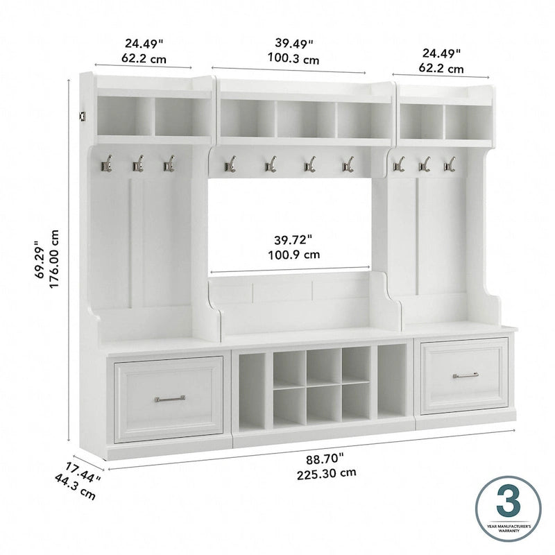 Woodland Full Entryway Storage Set with Coat Rack by Bush Furniture