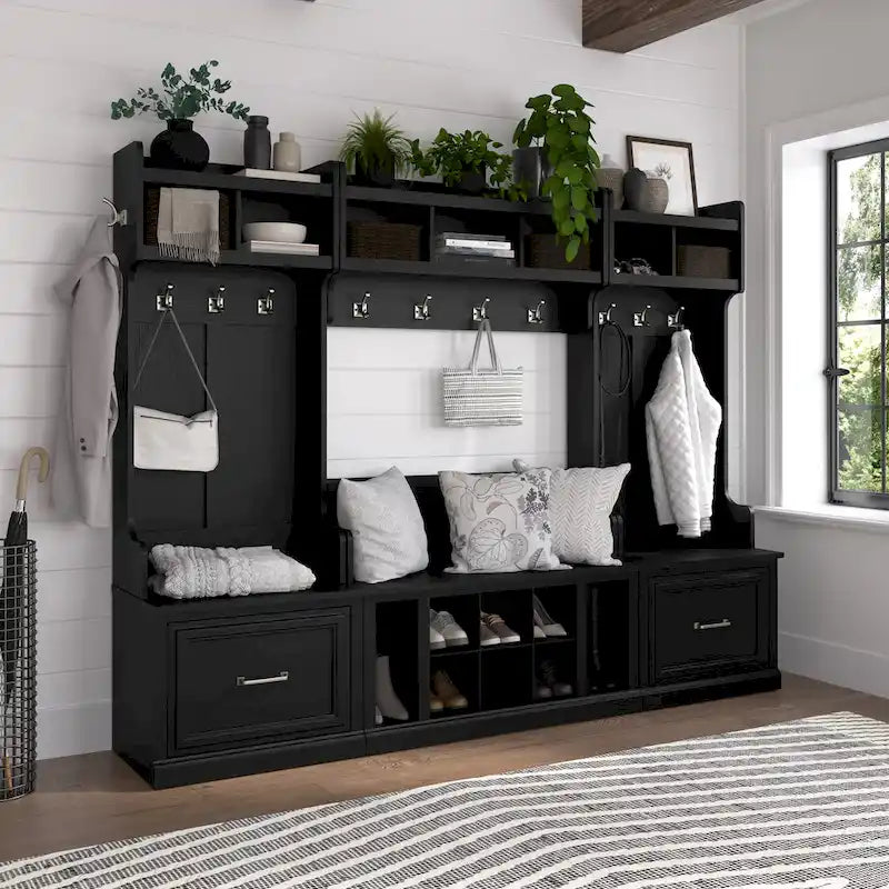 Woodland Full Entryway Storage Set with Coat Rack by Bush Furniture