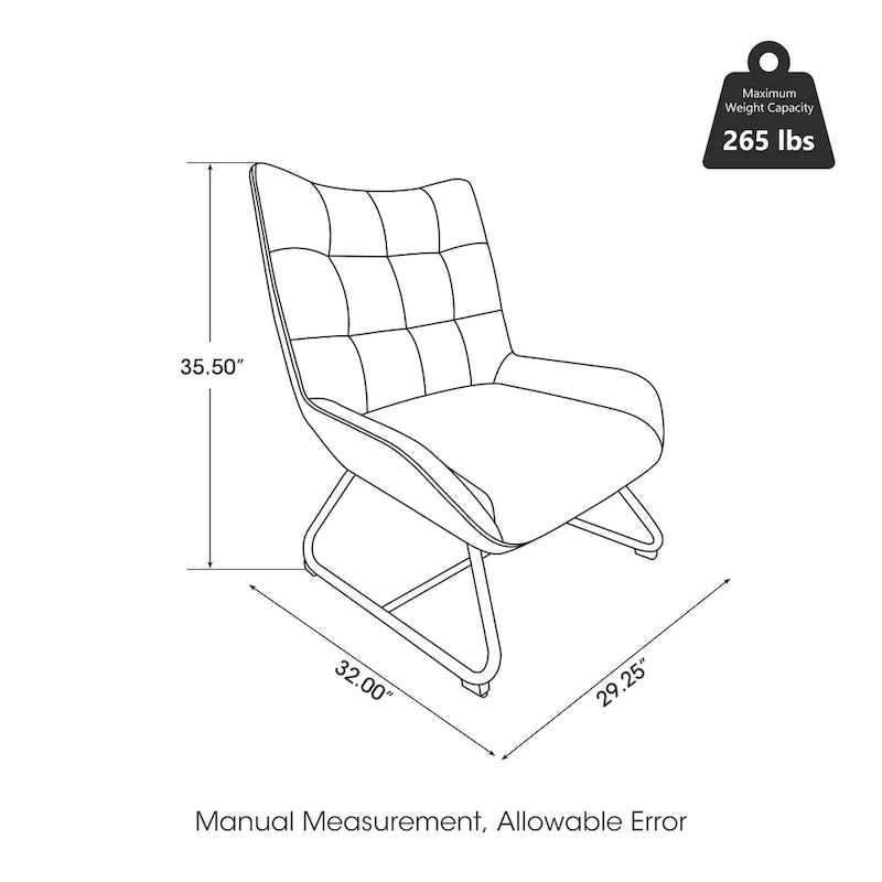 Glitzhome Set of 2 35.5H Leatherette Wingback Accent Chairs With Metal Legs