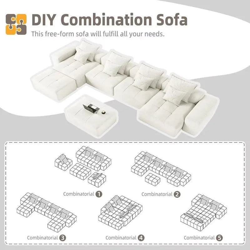 Oversized Modular Sectional Sofa,Sparkling Chenille Fabric,DIY Sofa