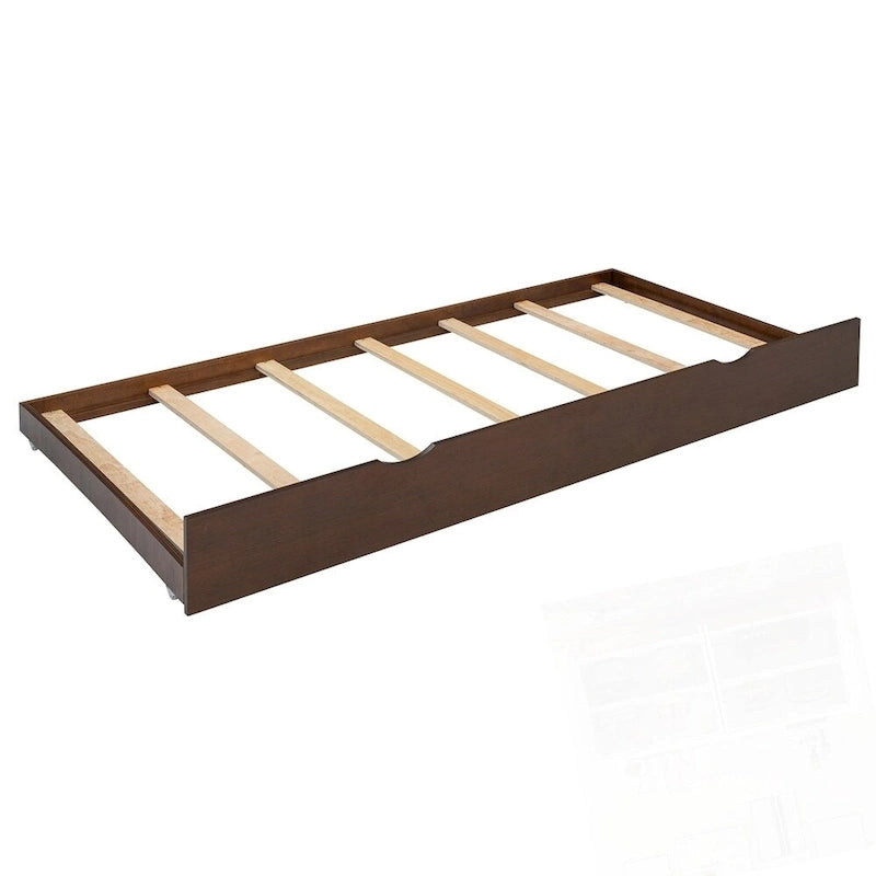Wooden Storage Platform Bed with 2 Big Drawers and Twin-XL Size Trundle