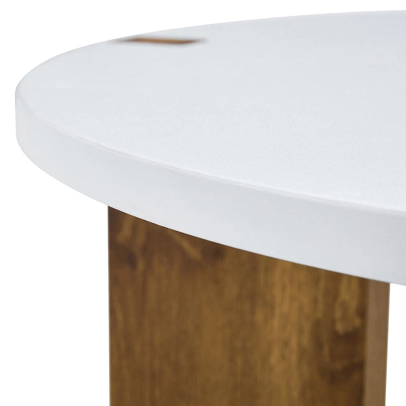 Coffee Table Round Coffee Table with Rectangular Legs Home Center Table Wooden Side Table for Living Room