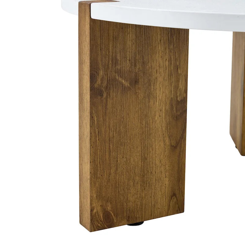 Coffee Table Round Coffee Table with Rectangular Legs Home Center Table Wooden Side Table for Living Room