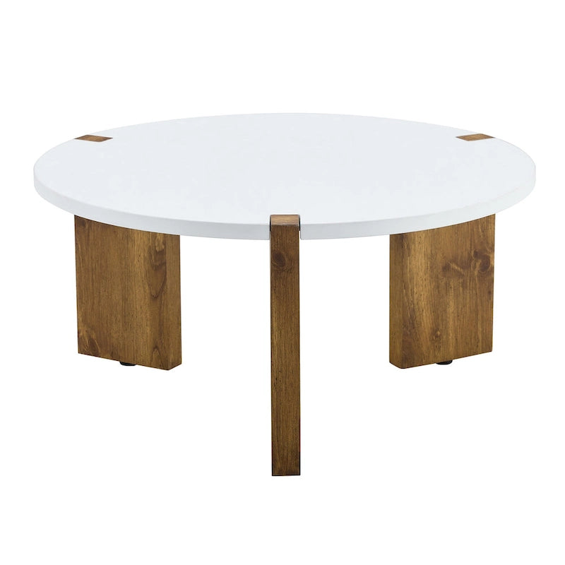 Coffee Table Round Coffee Table with Rectangular Legs Home Center Table Wooden Side Table for Living Room