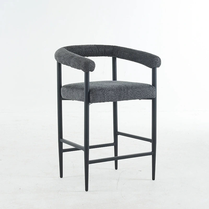 Modern Boucle Bar Stools Set of 2,Counter Height with Metal Frame & Armrests for Kitchen Island, Dining Room
