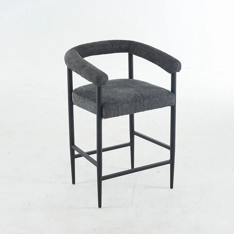 Modern Boucle Bar Stools Set of 2,Counter Height with Metal Frame & Armrests for Kitchen Island, Dining Room