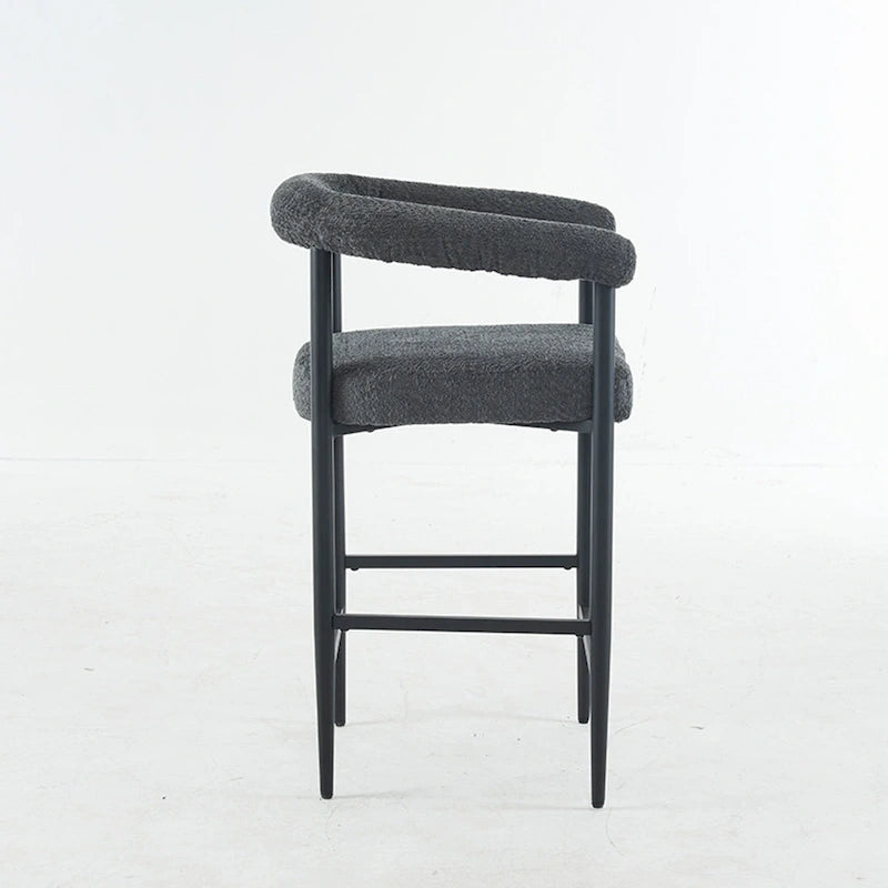 Modern Boucle Bar Stools Set of 2,Counter Height with Metal Frame & Armrests for Kitchen Island, Dining Room