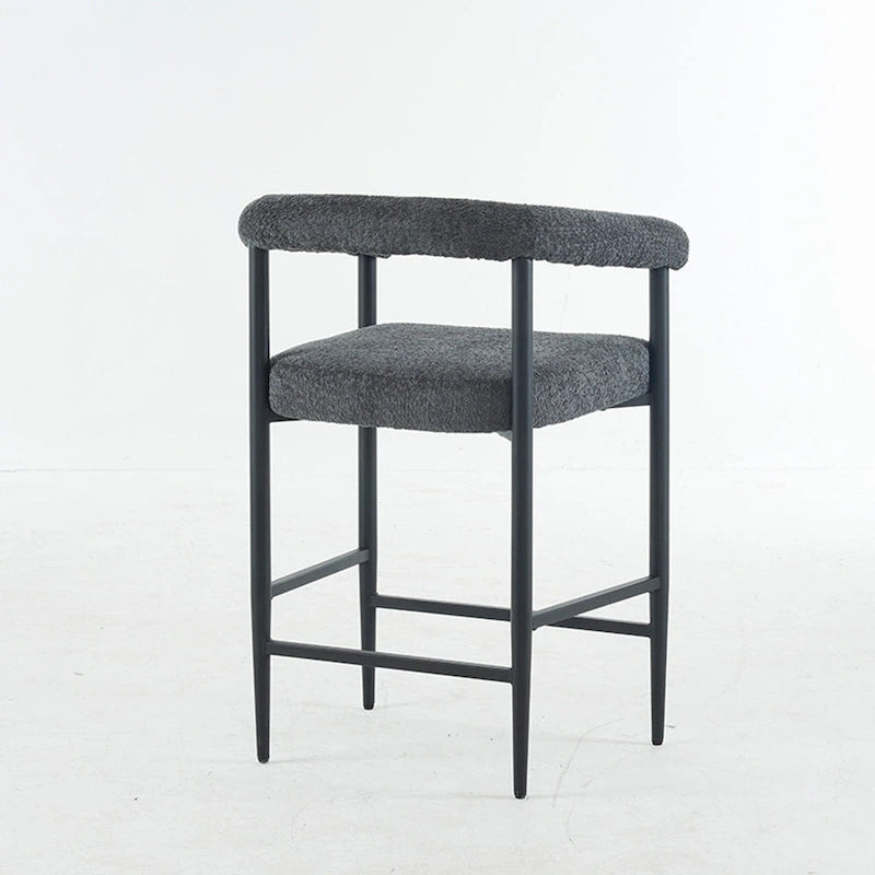 Modern Boucle Bar Stools Set of 2,Counter Height with Metal Frame & Armrests for Kitchen Island, Dining Room