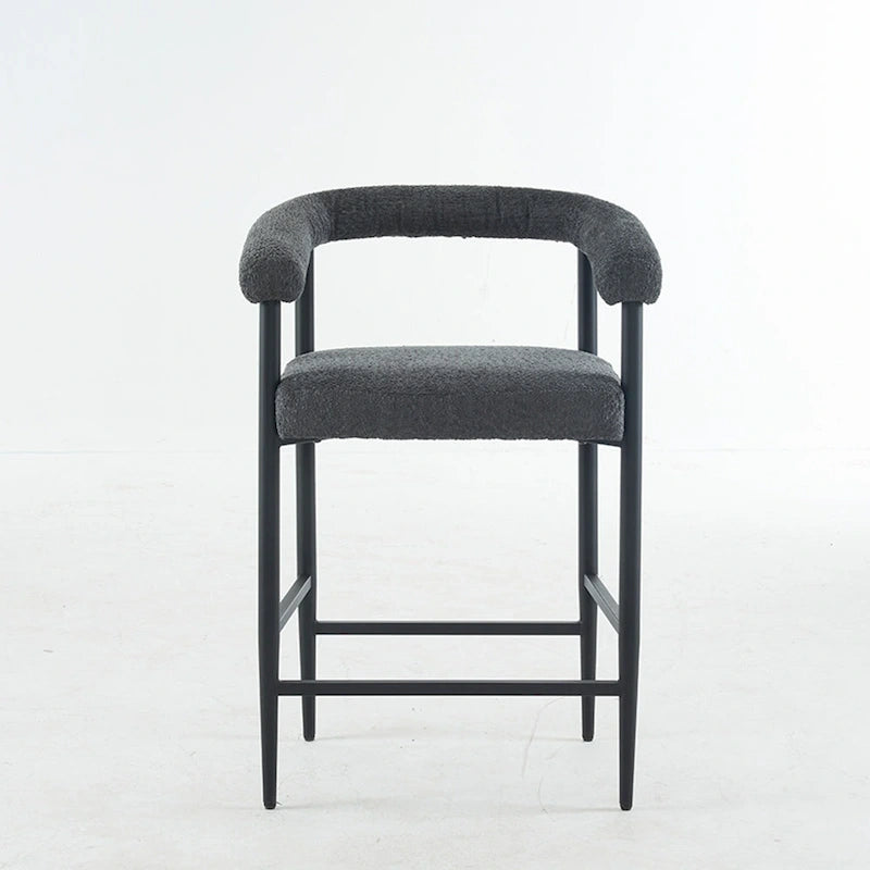 Modern Boucle Bar Stools Set of 2,Counter Height with Metal Frame & Armrests for Kitchen Island, Dining Room