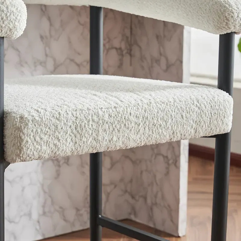 Modern Boucle Bar Stools Set of 2,Counter Height with Metal Frame & Armrests for Kitchen Island, Dining Room