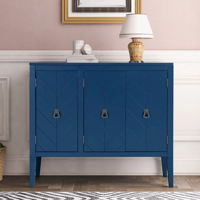 Vintage Accent Storage Cabinet with Adjustable Shelf, Solid Wood Sideboard Console Table Sofa Table