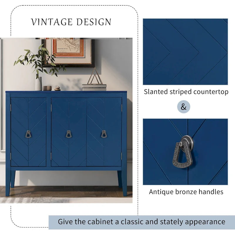 Vintage Accent Storage Cabinet with Adjustable Shelf, Solid Wood Sideboard Console Table Sofa Table