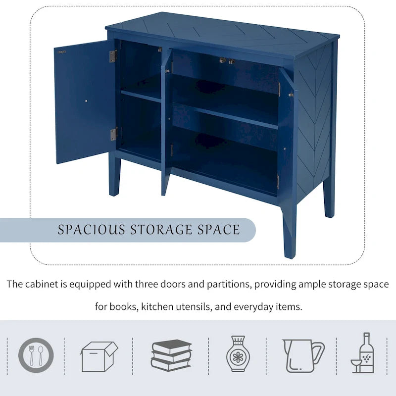 Vintage Accent Storage Cabinet with Adjustable Shelf, Solid Wood Sideboard Console Table Sofa Table