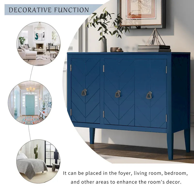 Vintage Accent Storage Cabinet with Adjustable Shelf, Solid Wood Sideboard Console Table Sofa Table