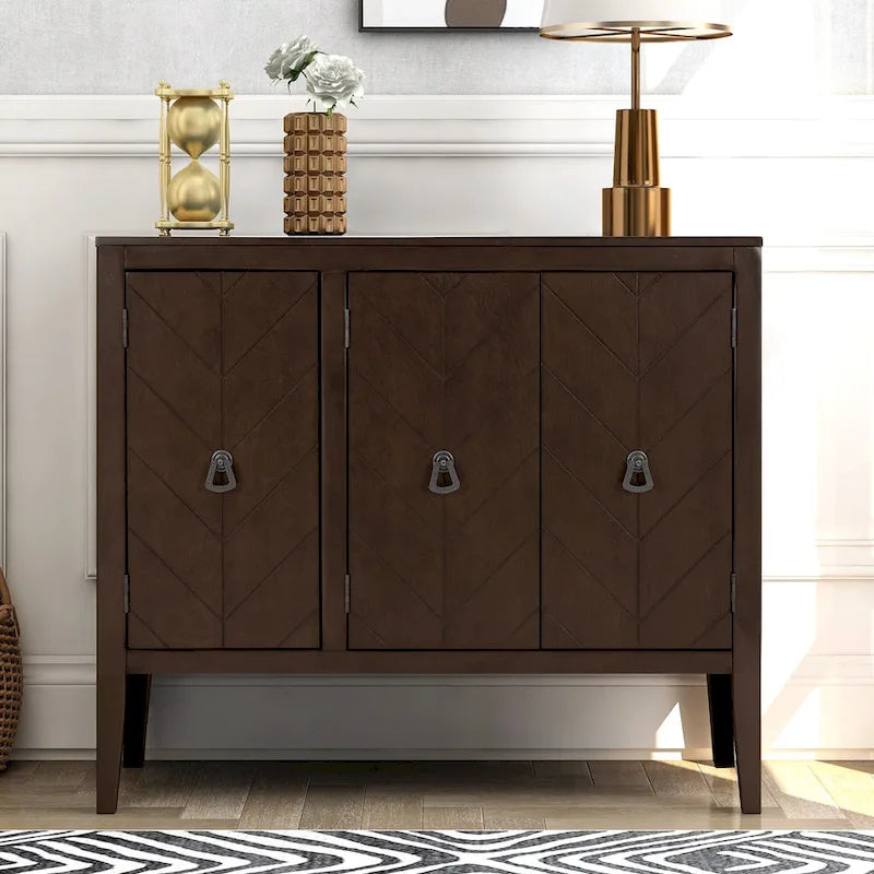 Vintage Accent Storage Cabinet with Adjustable Shelf, Solid Wood Sideboard Console Table Sofa Table