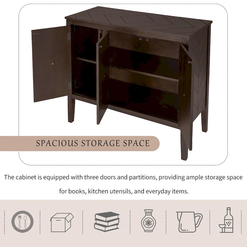 Vintage Accent Storage Cabinet with Adjustable Shelf, Solid Wood Sideboard Console Table Sofa Table