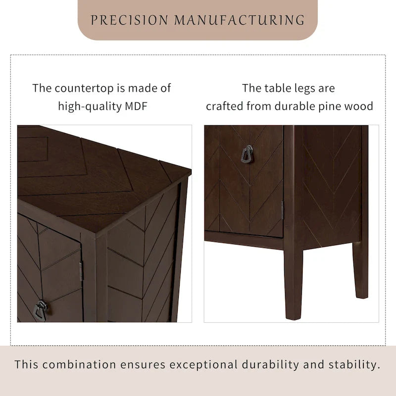 Vintage Accent Storage Cabinet with Adjustable Shelf, Solid Wood Sideboard Console Table Sofa Table