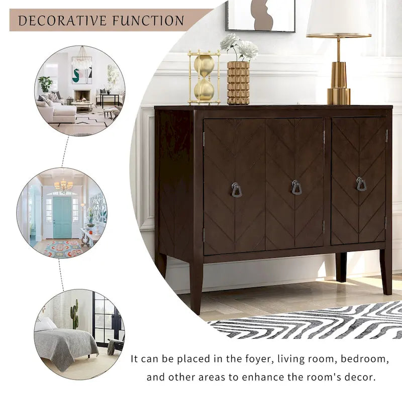 Vintage Accent Storage Cabinet with Adjustable Shelf, Solid Wood Sideboard Console Table Sofa Table