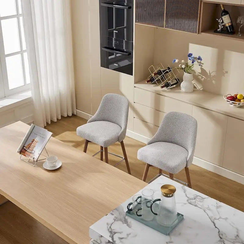 Swivel Bar Stools Set of 2, Counter Height Barstools with Backs and Wood Legs,Upholstered Chairs for Kitchen Island