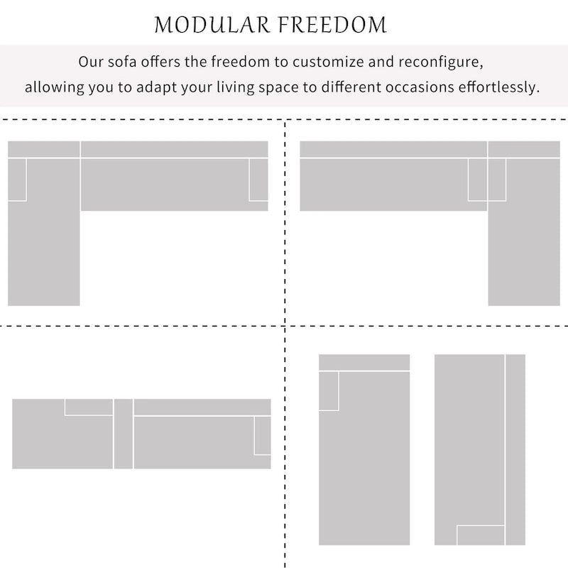 111 Polyester L-Shape Modular Sectional Sofa with High-Density Foam, 27 Deep Seat and Anti-Wrinkle Chenille Fabric
