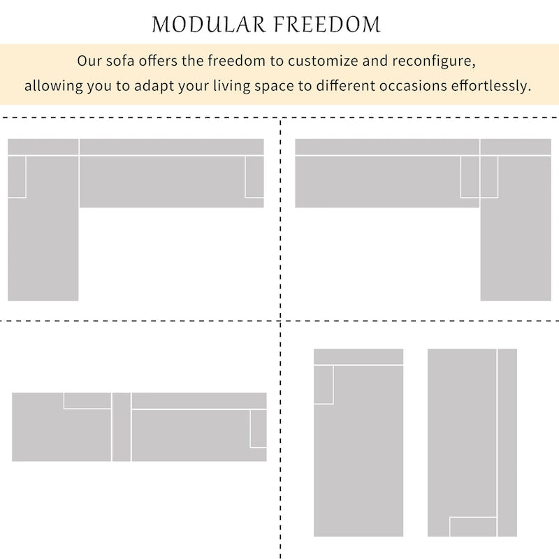 111 Polyester L-Shape Modular Sectional Sofa with High-Density Foam, 27 Deep Seat and Anti-Wrinkle Chenille Fabric