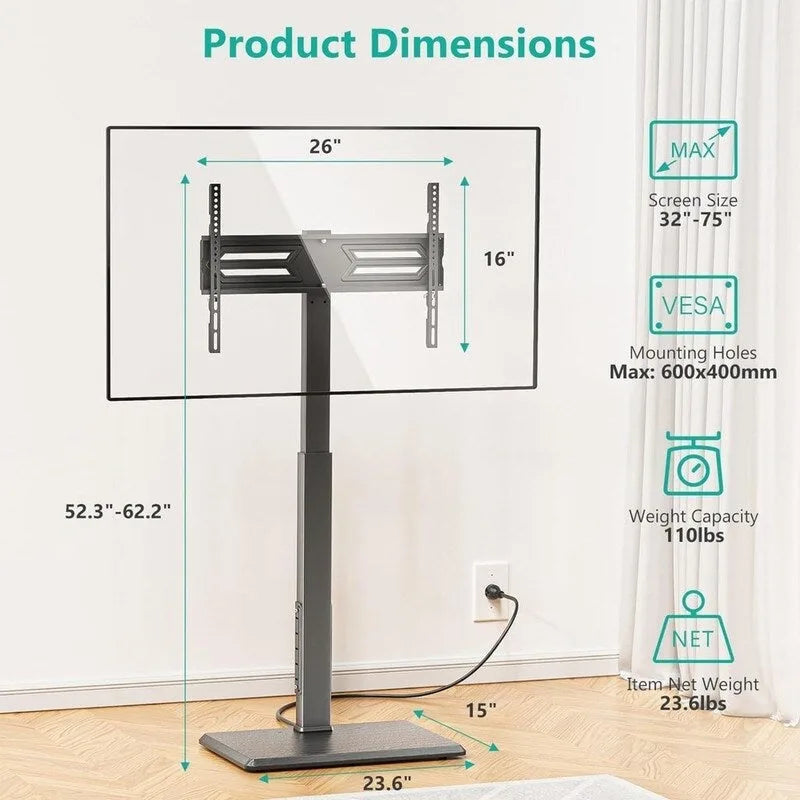 Floor TV Stand with Power Outlet