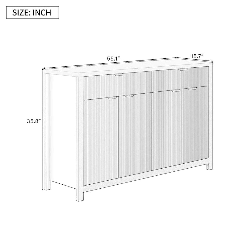 Storage Sideboard Cabinet with 3-Level Adjustable Shelves