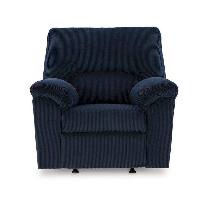 Simy Rocker Recliner Chair, Pillow Top Arms, Dark Navy Blue Corduroy