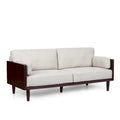 Sofa, 77 Inch, 2 Seater, Retro Style Tapered Wood Legs, Plush Beige