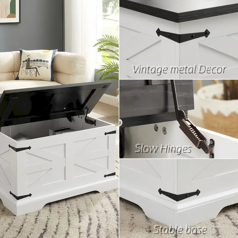 Farmhouse Coffee Table Square Wooden Table with Large Hidden Storage Compartment Hinged Lift Table Top, for Living Room