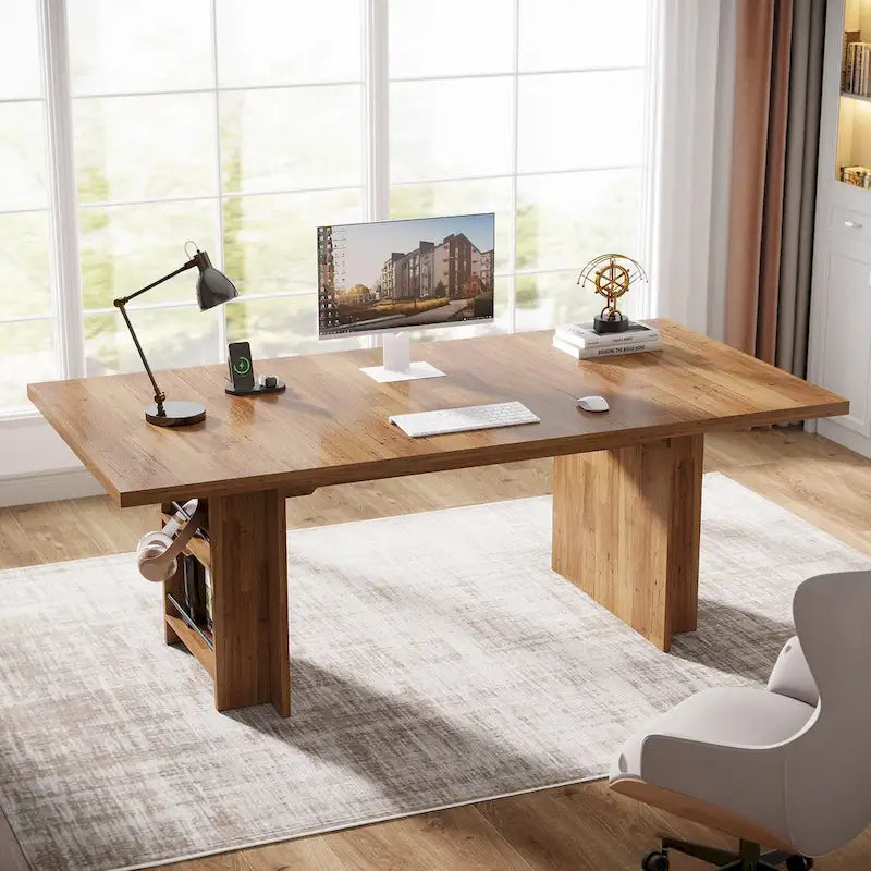 63-in Office Executive Desk, Large Computer Desk with Storage