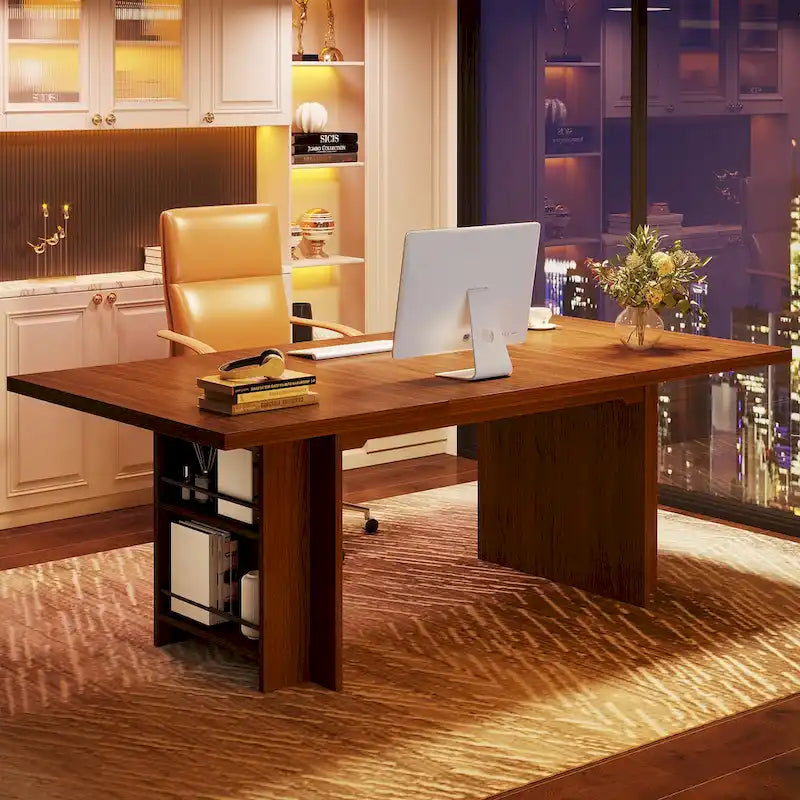 63-in Office Executive Desk, Large Computer Desk with Storage