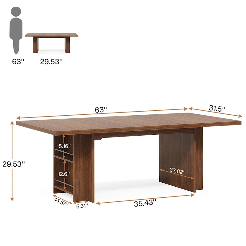 63-in Office Executive Desk, Large Computer Desk with Storage