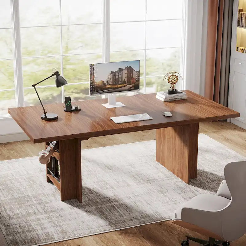63-in Office Executive Desk, Large Computer Desk with Storage