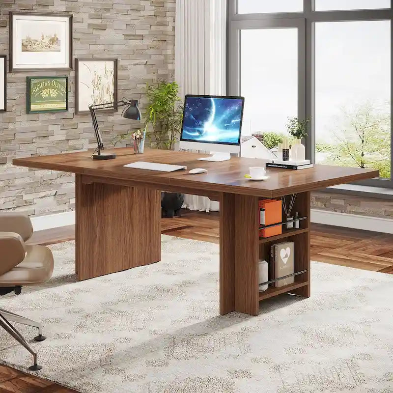 63-in Office Executive Desk, Large Computer Desk with Storage