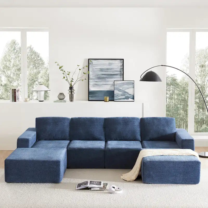 U-Shaped Full Foam Lounge Floor Couch Modular Sectional Sofa
