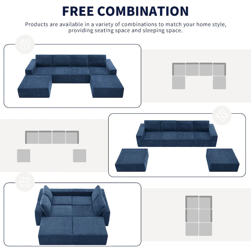 U-Shaped Full Foam Lounge Floor Couch Modular Sectional Sofa