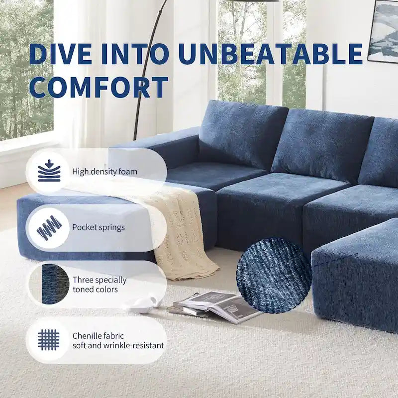 U-Shaped Full Foam Lounge Floor Couch Modular Sectional Sofa