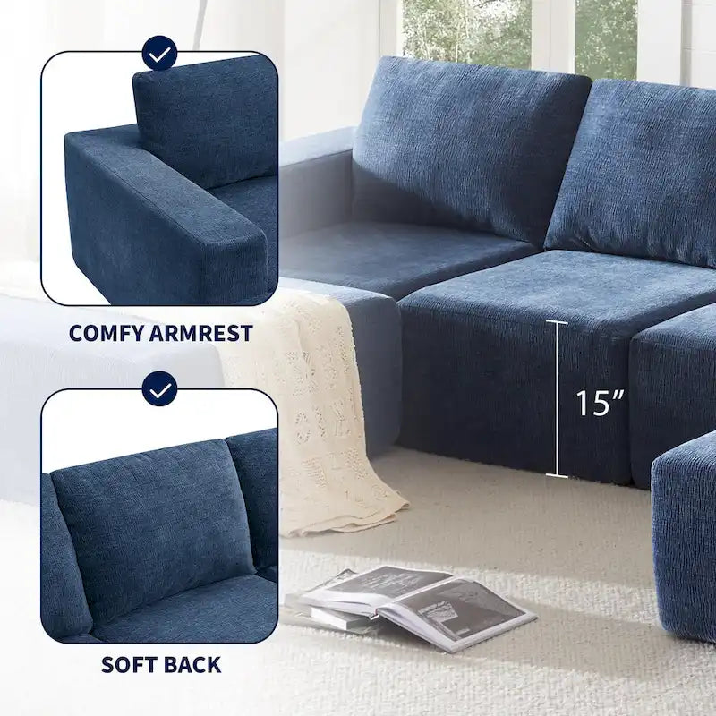 U-Shaped Full Foam Lounge Floor Couch Modular Sectional Sofa