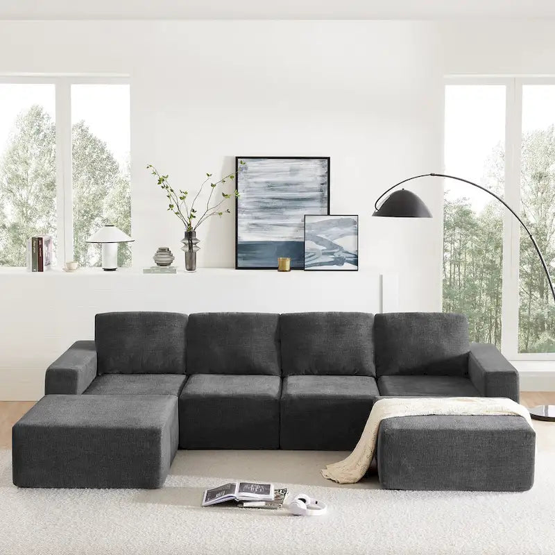 U-Shaped Full Foam Lounge Floor Couch Modular Sectional Sofa
