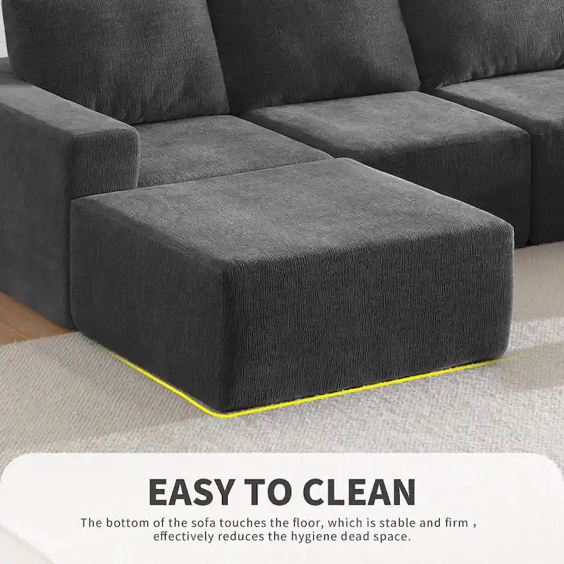 U-Shaped Full Foam Lounge Floor Couch Modular Sectional Sofa